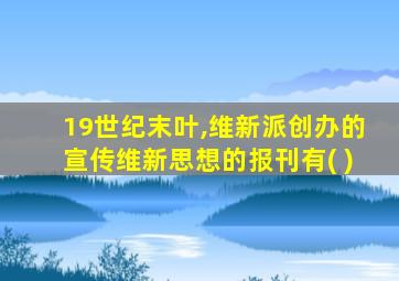 19世纪末叶,维新派创办的宣传维新思想的报刊有( )